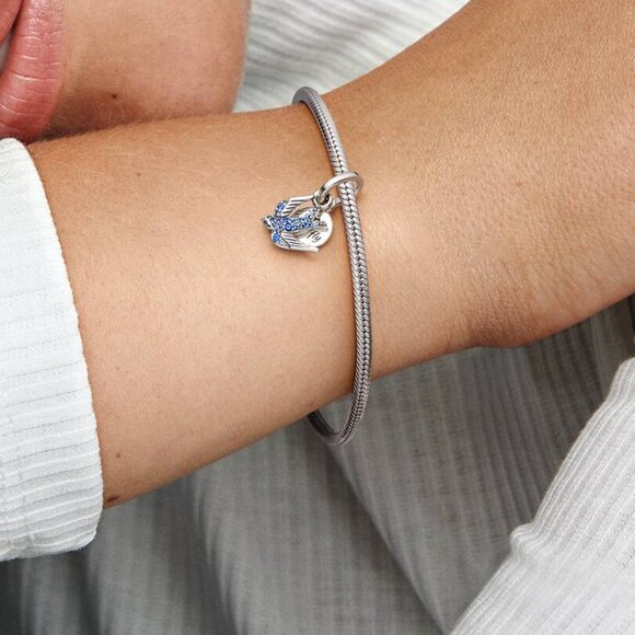 Pandora Sparkling Swallow & Quote Double Dangle Charm - Picture 4 of 5